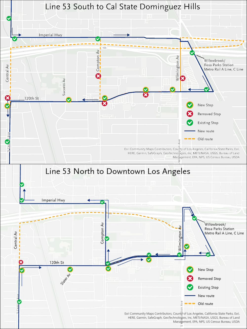 a graphic map showing a visual representation of the described changes to Line 53